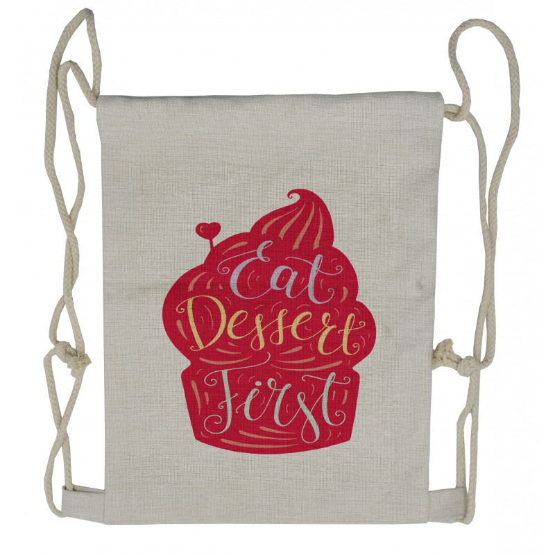 Eat Dessert First Cupcake Drawstring Backpack