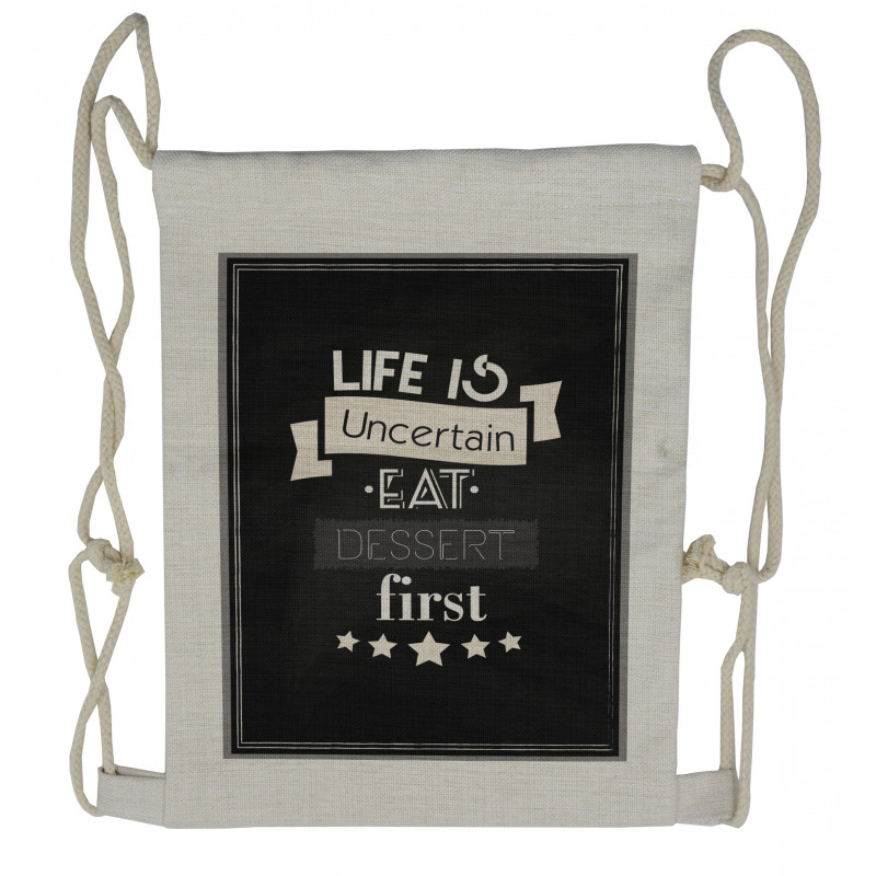 Life is Uncertain Food Themed Drawstring Backpack