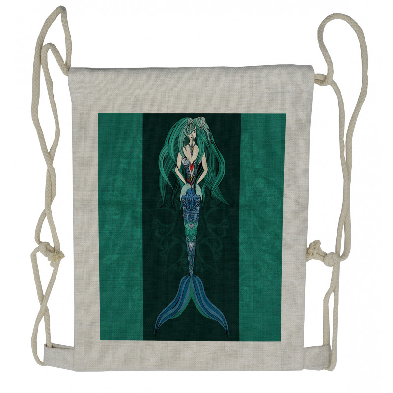 Hand Drawn Mermaid Drawstring Backpack