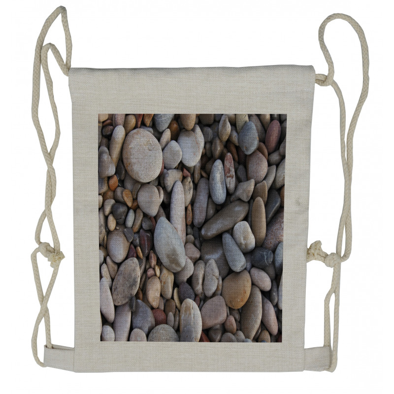 Pebbles by the Sea Beach Drawstring Backpack