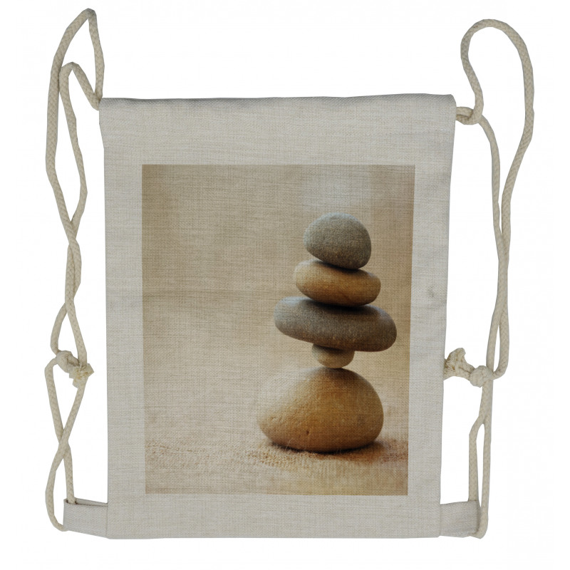 Calm Theme Stack Stone Pebble Drawstring Backpack