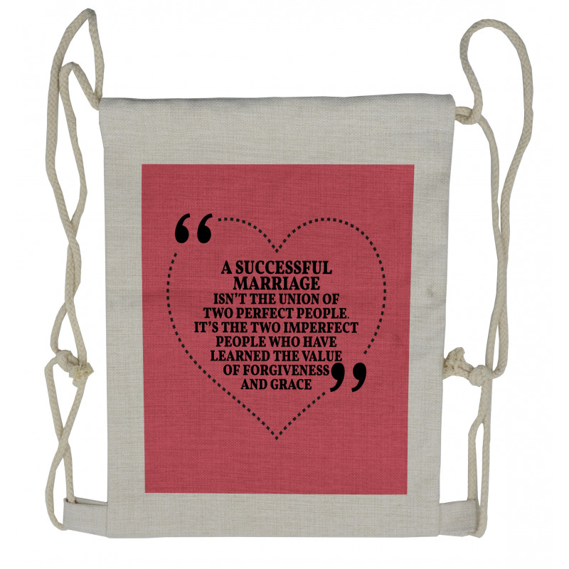 Typography in a Heart Drawstring Backpack