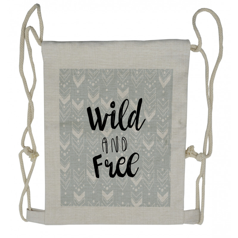 Wild and Free Typography Drawstring Backpack