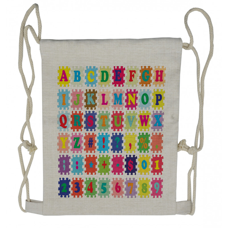 Alphabet and Numbers Drawstring Backpack