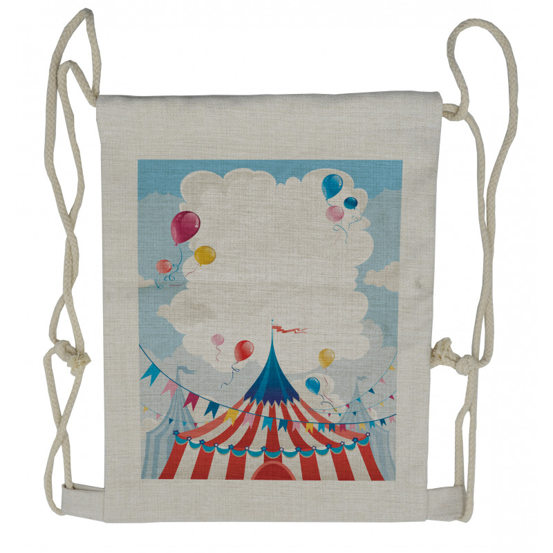 Circus Day Canvas Tent Drawstring Backpack