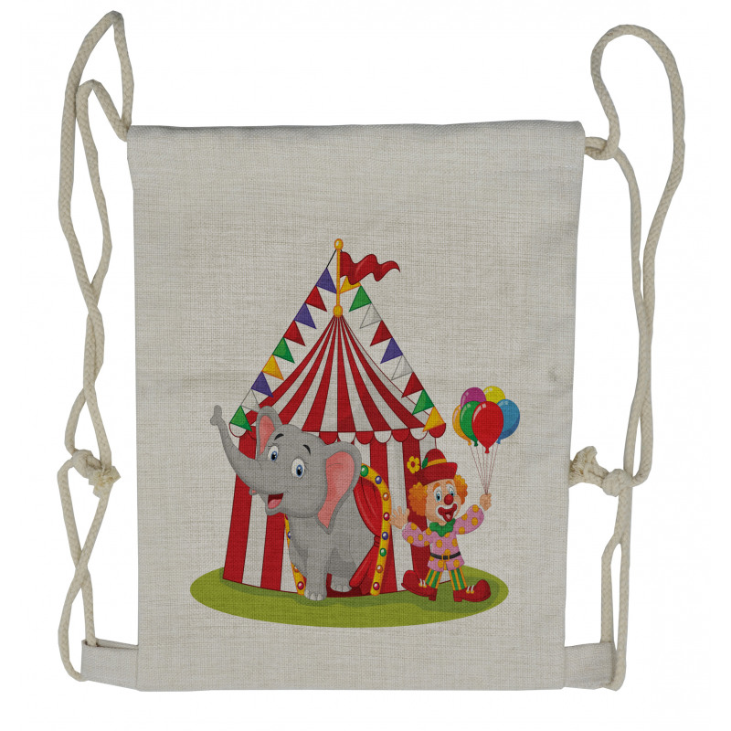 Circus Elephant Tent Drawstring Backpack