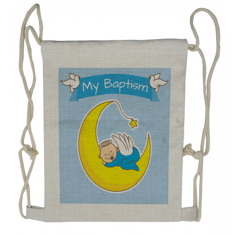 Baby Sleeps on the Moon Drawstring Backpack