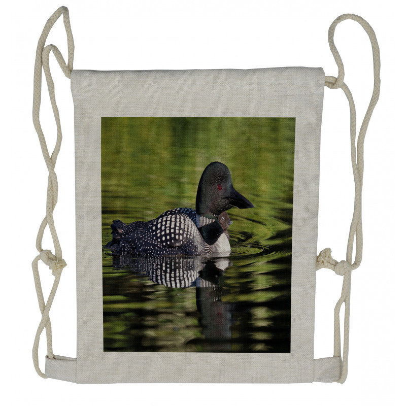 Seabird in Lake Outdoor Scene Drawstring Backpack