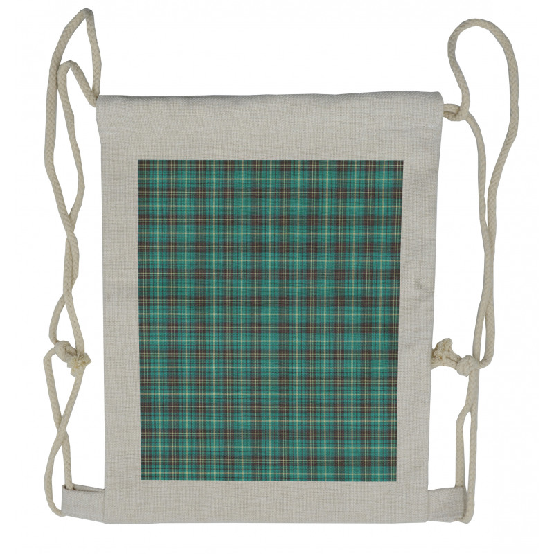 Plaid Form with Stripes Drawstring Backpack