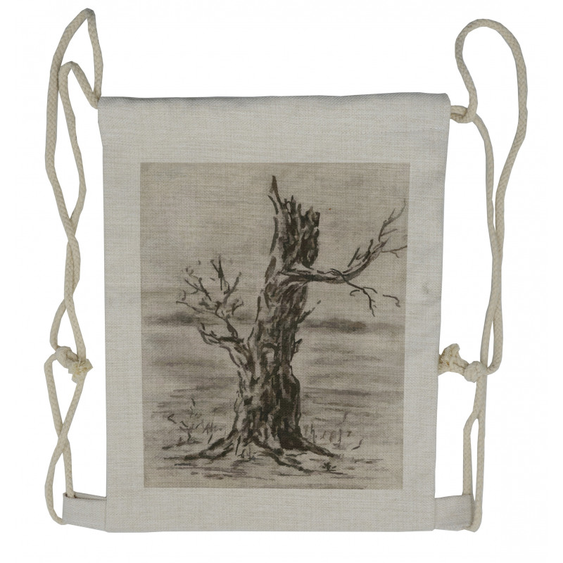 Monochrome Tree Drawing Drawstring Backpack