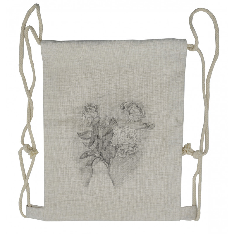 Pencil Drawing of Roses Drawstring Backpack