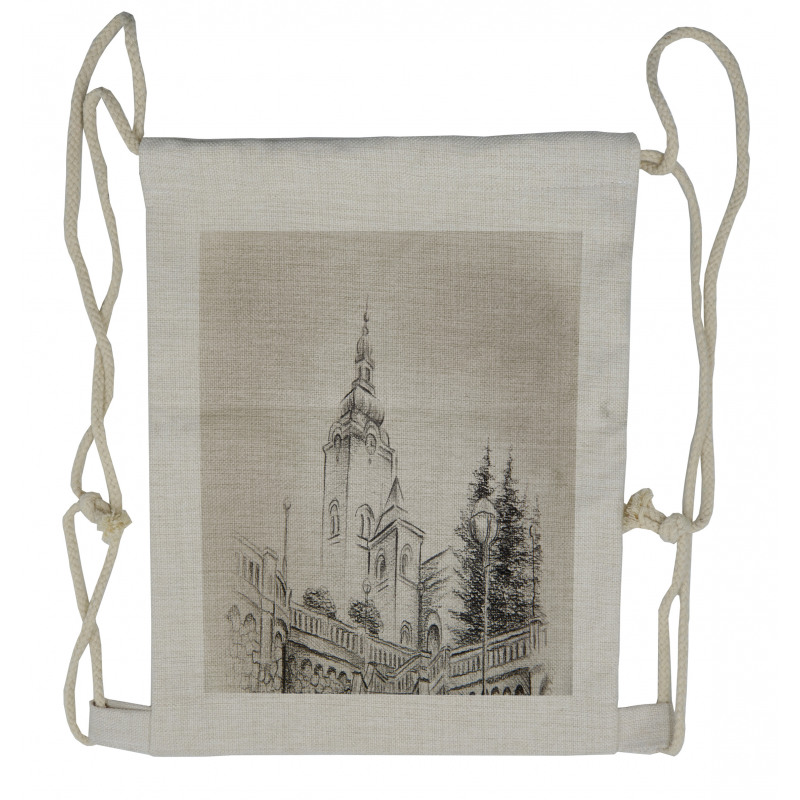 Artwork of a Structure Drawstring Backpack