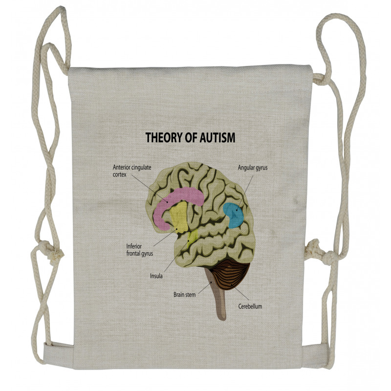 Human Brain with Parts Names Drawstring Backpack