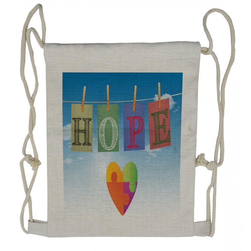 Never Lose Hope Lettering Drawstring Backpack