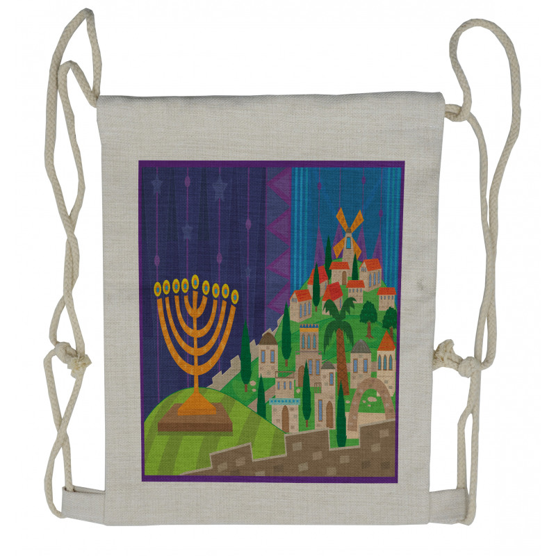 Hanukkah Night Menorah Drawstring Backpack