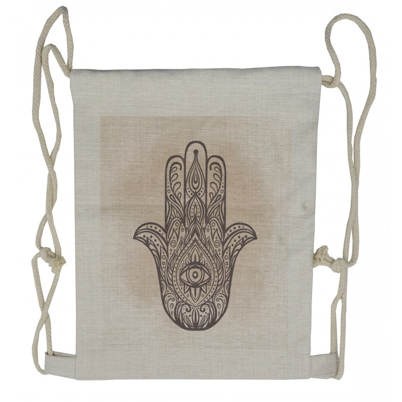 Palm Shaped Folk Ornate Drawstring Backpack