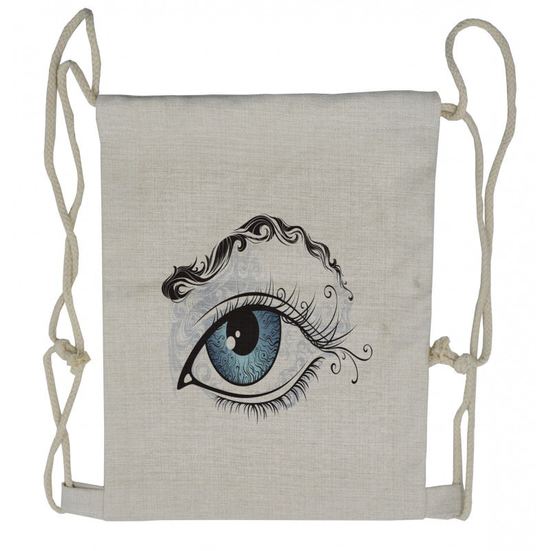 Eye Drawing with Curves Drawstring Backpack