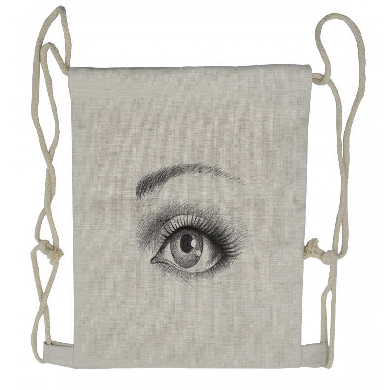 Ladies Eye in Pencil Sketch Drawstring Backpack