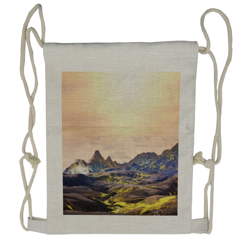 Graphical Icelandic Scenery Drawstring Backpack