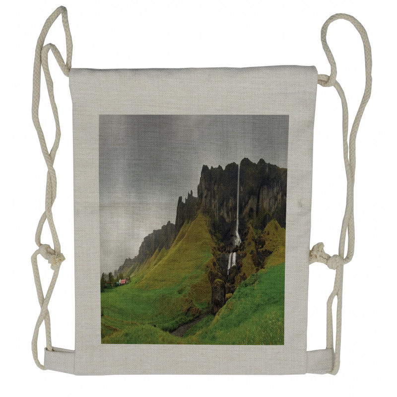 Waterfall Rocky Formations Drawstring Backpack