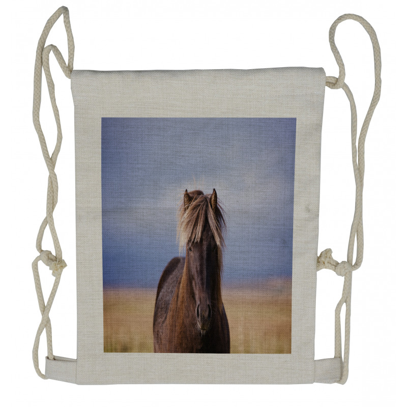 Close up Horse Silhouette Drawstring Backpack