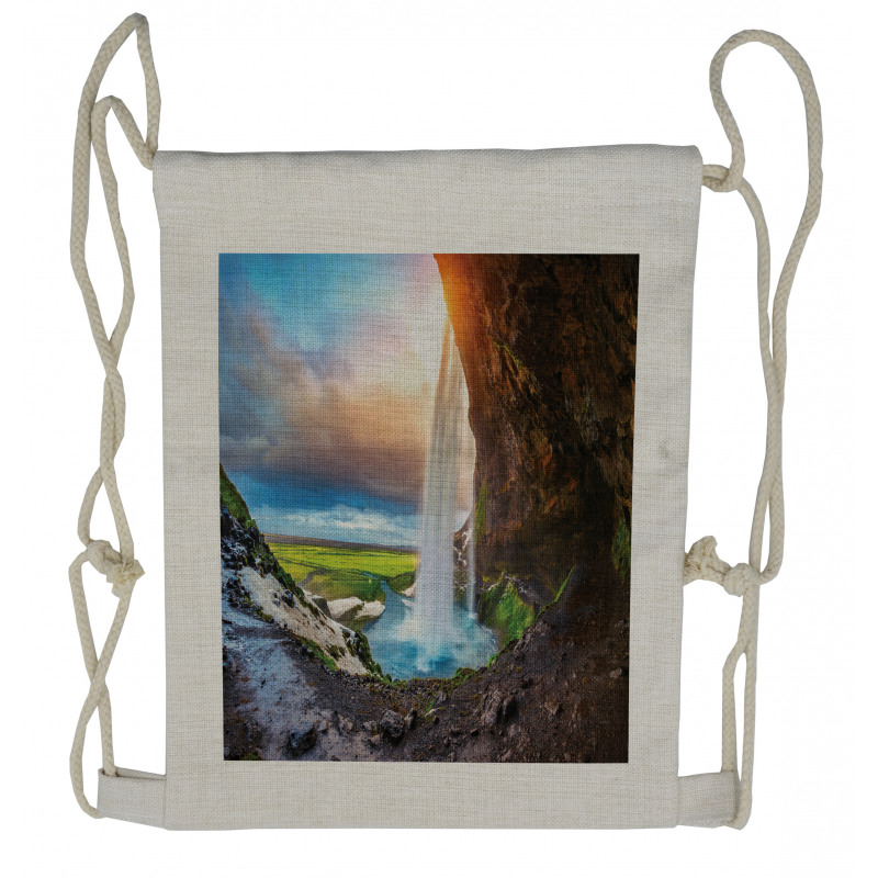 Seljalandsfoss Waterfall Drawstring Backpack