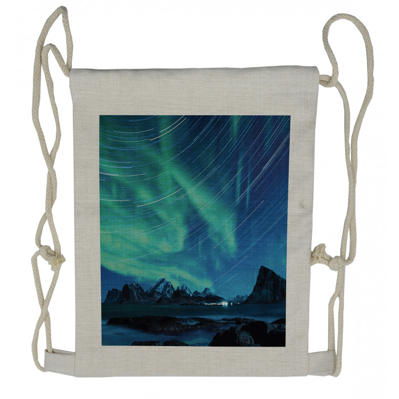 Gloomy Borealis Atmosphere Drawstring Backpack