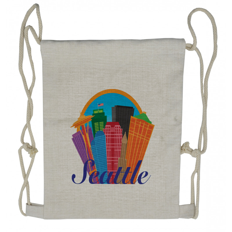 City Buildings Flag Drawstring Backpack