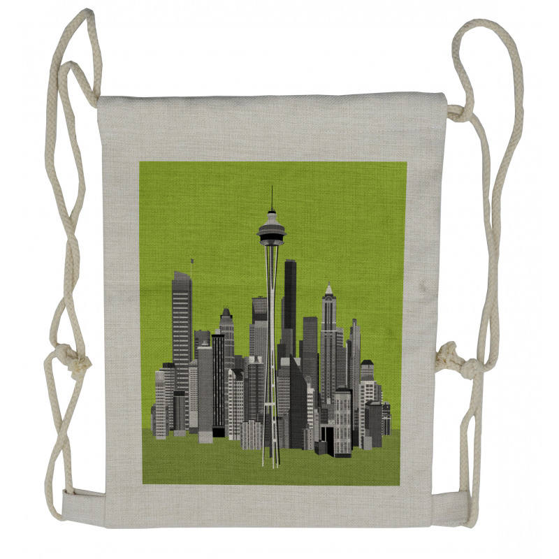 Greyscale Buildings Drawstring Backpack