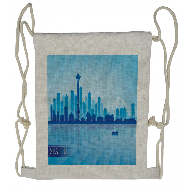 Shadowy Urban Scene Drawstring Backpack