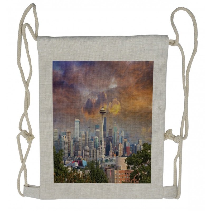 Gloomy Sky Scenery Drawstring Backpack