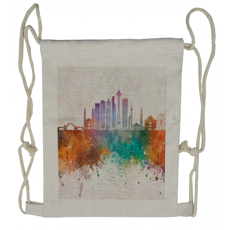 Watercolor Splatter Drawstring Backpack