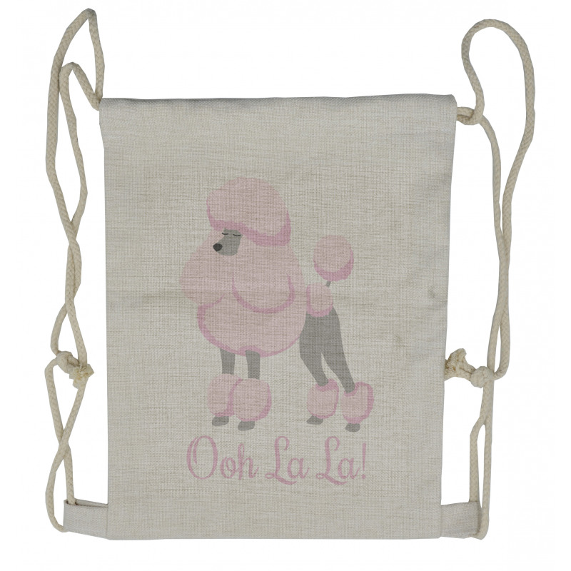 Poodle and Typography Drawstring Backpack