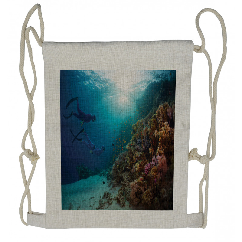 Exploration Coral Reef Wall Drawstring Backpack