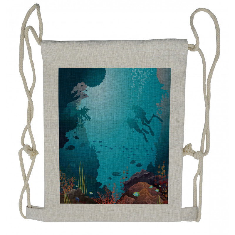 Coral Reef Bubbles Swim Fins Drawstring Backpack