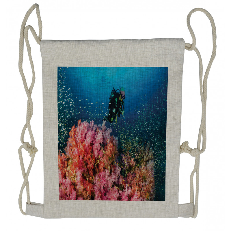 Sea Creatures and Coral Reef Drawstring Backpack