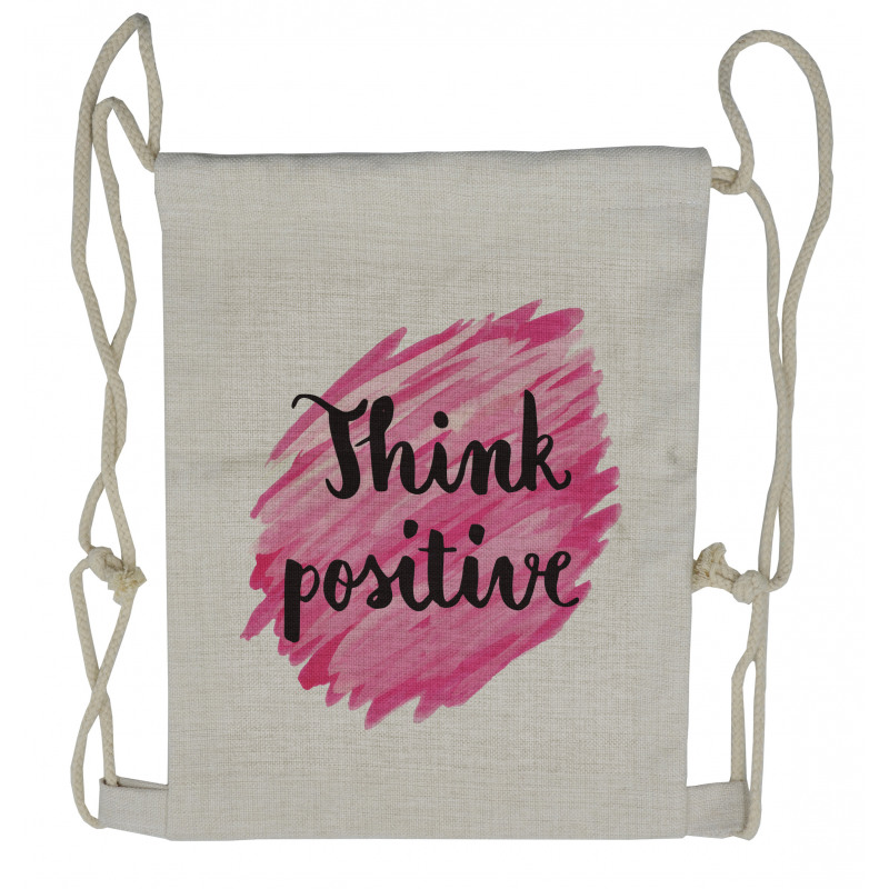 Text Pink Strokes Drawstring Backpack