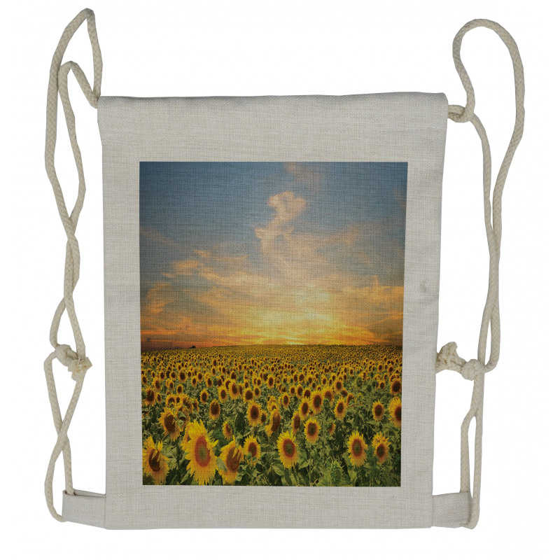 Blooming Farm at Sunset Drawstring Backpack