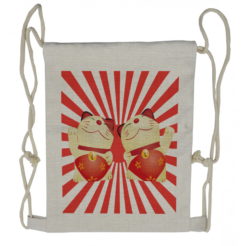 Playful Lucky Cats Drawstring Backpack