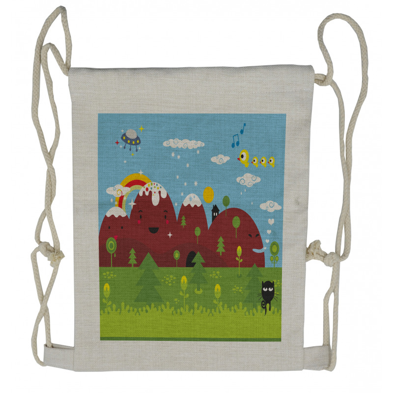 Doodle Land Countryside Drawstring Backpack