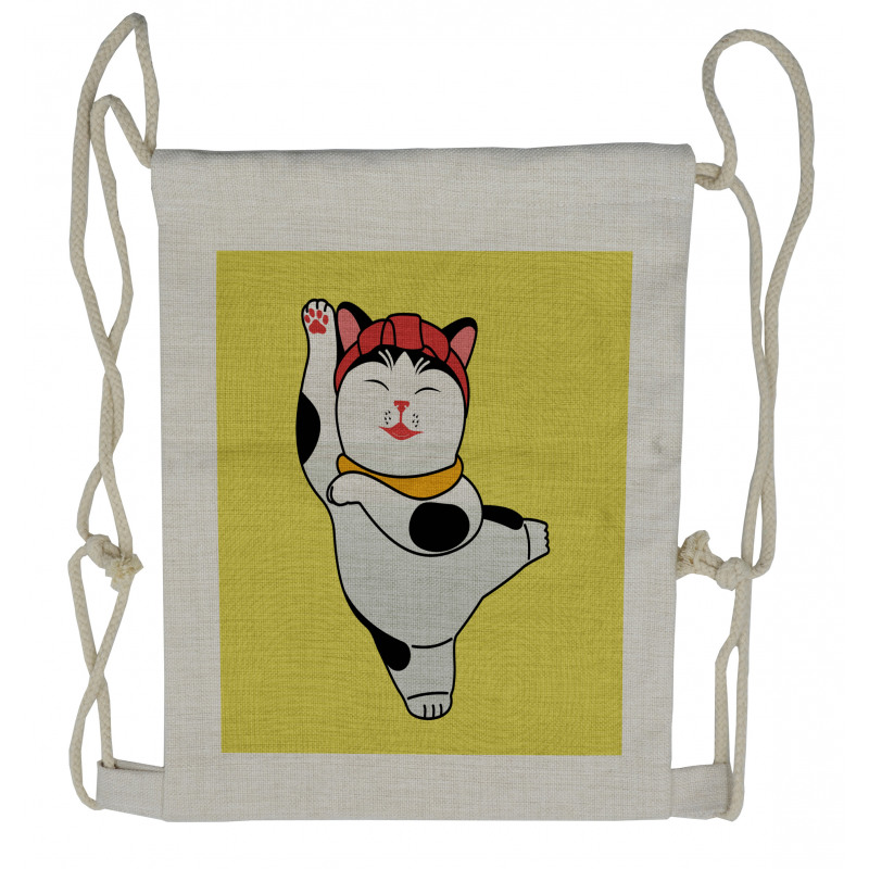 Sporty Maneki Neko Drawstring Backpack