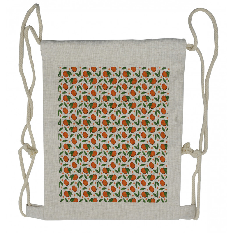 Mandarin and Polka Dots Drawstring Backpack