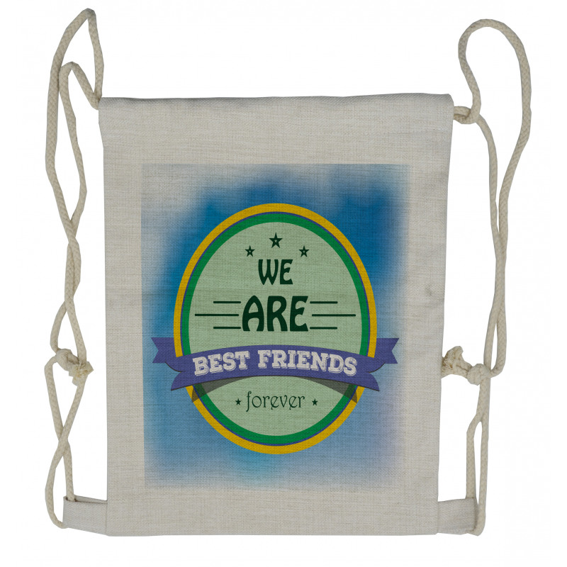 Round Motif Friendship Drawstring Backpack