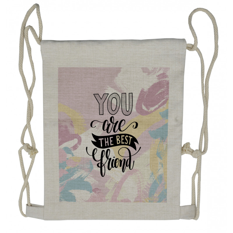 Calligraphy Pastel Hues Drawstring Backpack