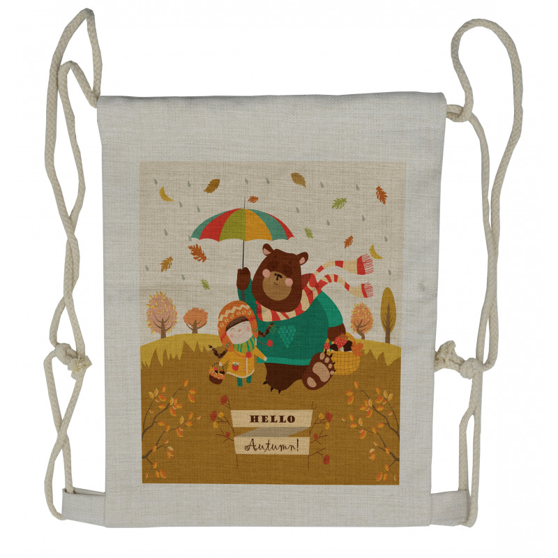 Hello Autumn Cartoon Drawstring Backpack