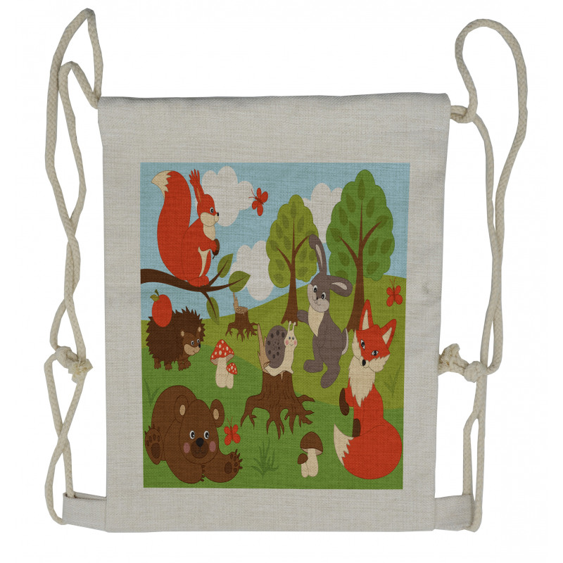 Woodland Fauna Drawstring Backpack