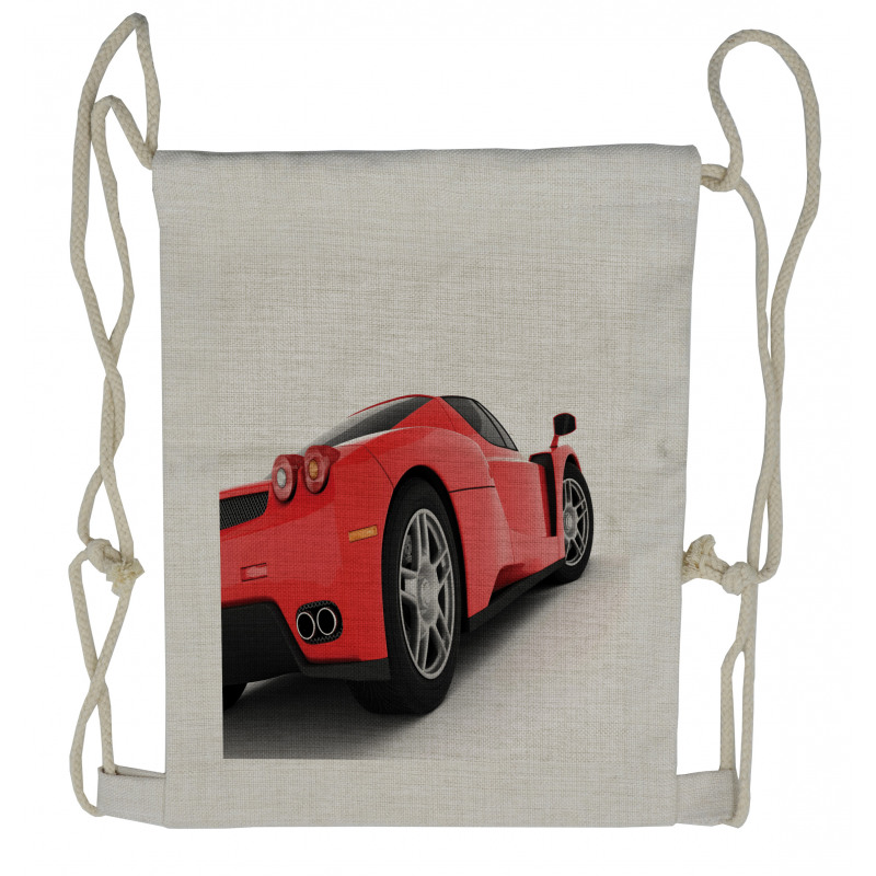 Red Super Sports Car Drawstring Backpack