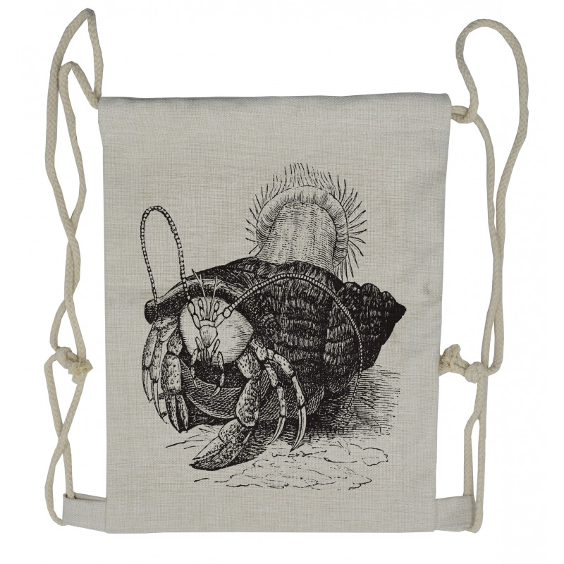 Pencil Drawn Sea Crab Drawstring Backpack