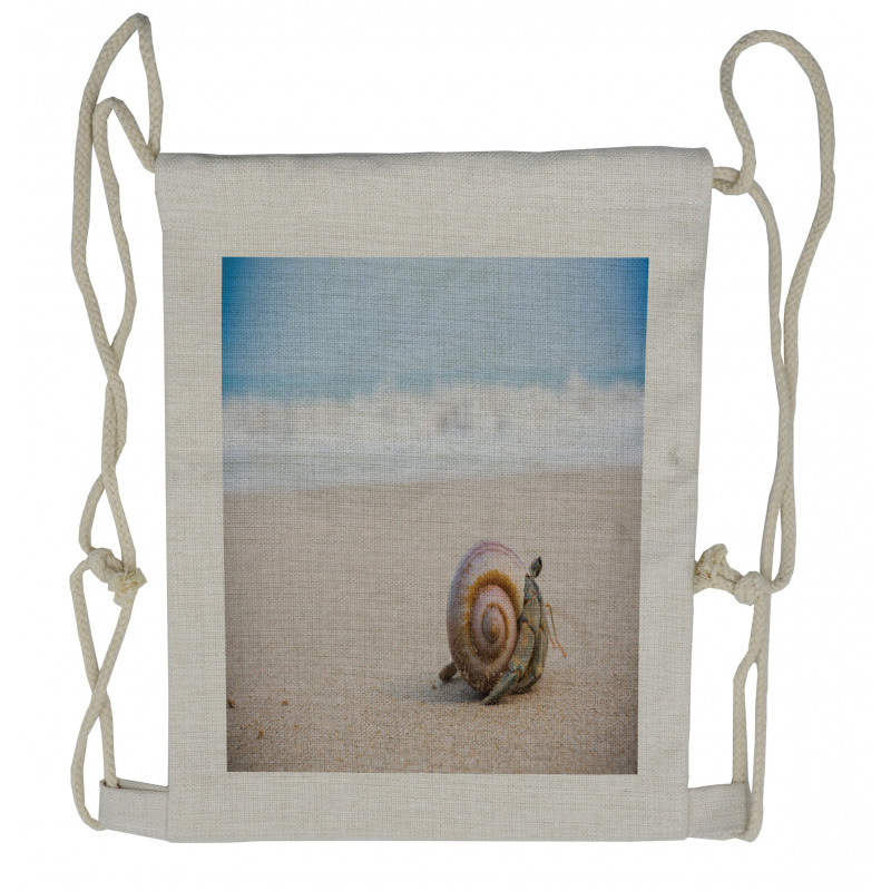 Along the Beach Waves Drawstring Backpack