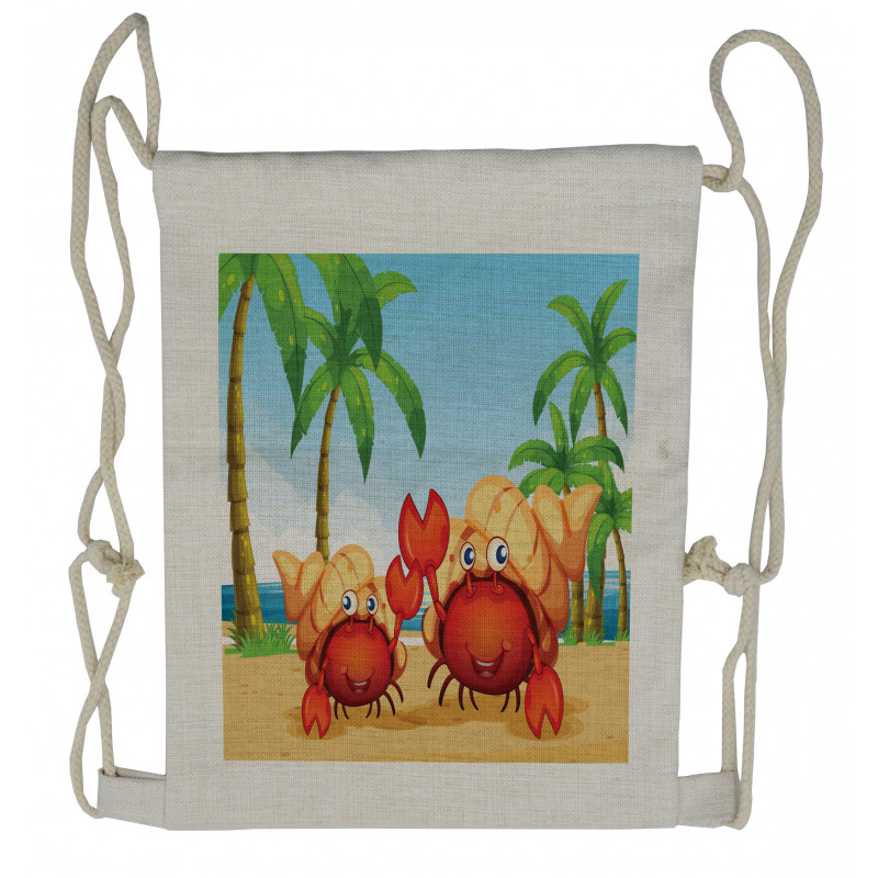 Crabs in Tropical Area Drawstring Backpack